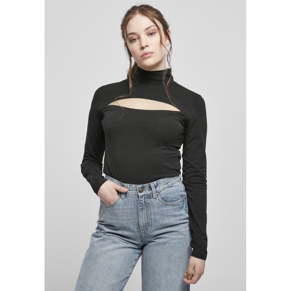 Urban Classics - CutOut Turtleneck Longsleeve top - Zwart